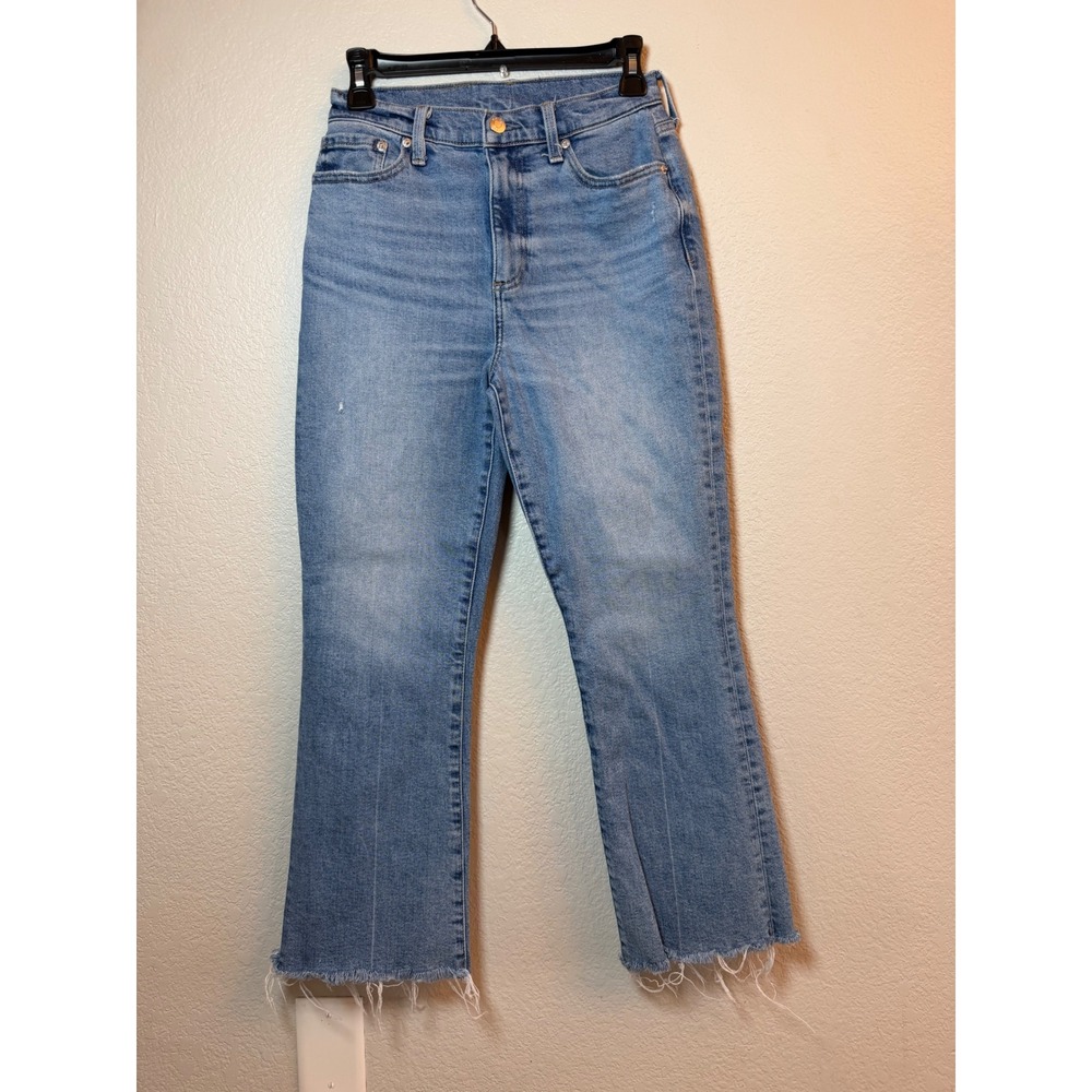 Pistola High Rise Cropped Flare Jeans Light Wash Raw Hem P00016088QL RTHMV 28